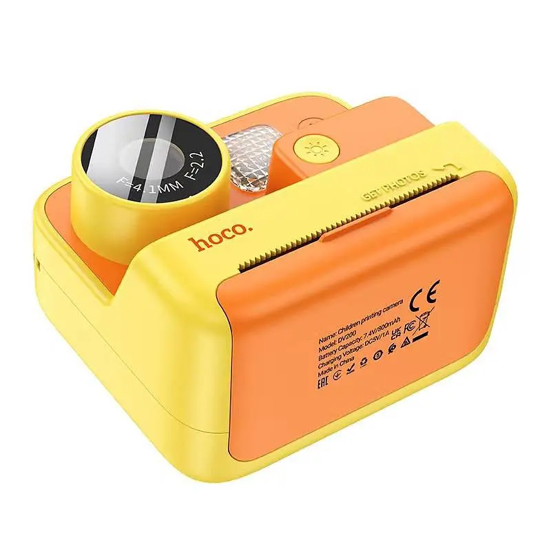 Детская фотокамера с моментальной печатью Hoco DV200 Dual lens Yellow - фото 2