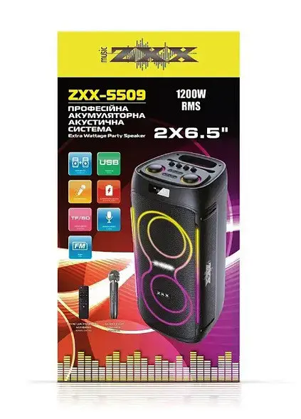 Портативна колонка ZXX-5504 із мікрофоном караоке RGB підсвічування Bluetooth 1000 Вт із мікрофоном FM радіо USB Чорний - фото 8