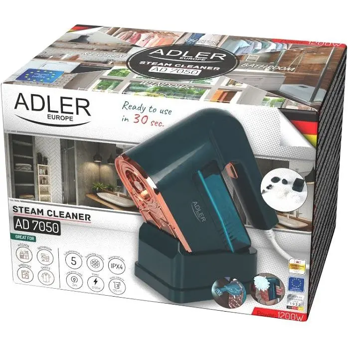Пароочиститель Adler AD 7050 ручной / 1200 Вт / 120 мл / IPX4 / зеленый - фото 9