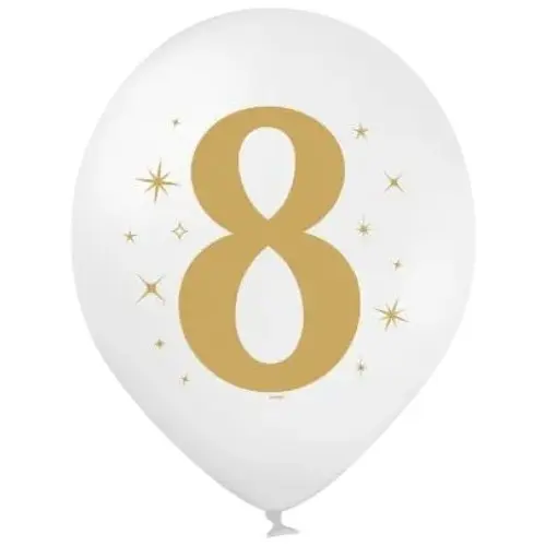 Кулька ММ 12" (30см) Цифра "8" на білій кулі BelBal 258-0400