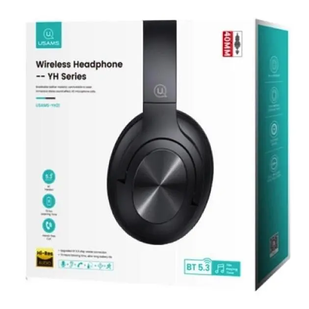Беспроводные наушники Usams YH21 Wireless Headphone, BT5.3, AUX, 500mAh, 70h, black - фото 7