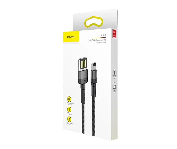Кабель Baseus Cafule Cable(Special Edition)USB For iP 1m Grey+Black - фото 2