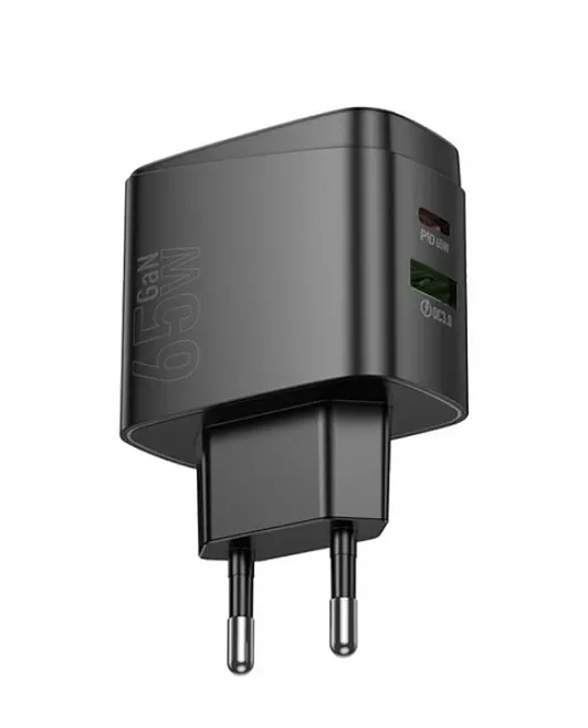 Адаптер зарядное устройство с боковыми выходами Hoco CS63A Bright 65 W (2 порта 1 A1C) + кабель C-C - фото 6