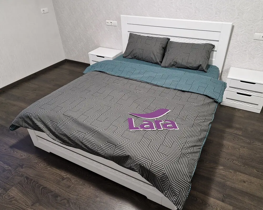 Постільна білизна LARA бязь d11360e160 з простирадлом на резинці 160х200х25 євро 200х220 см - фото 2