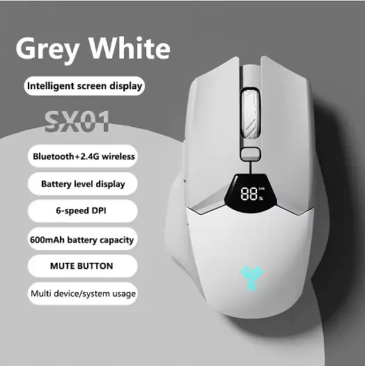 Мишка Бездротова Ігрова SX01 600 мАг Bluetooth DPI для Пк і ноутбуків Біла  - фото 2