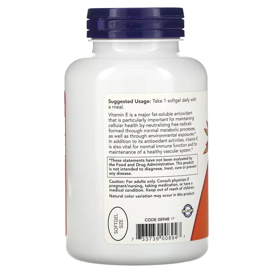 Вітаміни та мінерали NOW Vitamin E-400 with Mixed Tocopherols, 250 капсул - фото 3