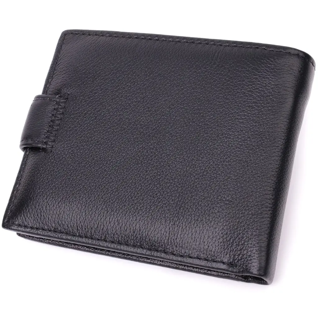 Горизонтальний гаманець середнього розміру з натуральної шкіри ST Leather 22454 чорний - фото 2