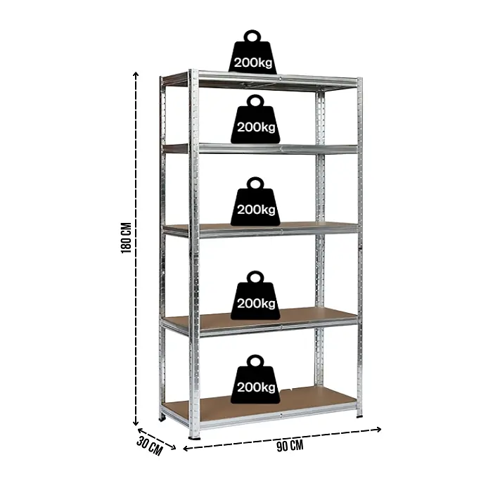 Стелаж LEOBRO Premium 180 х 90 х 30 см, 200кг/полиця, 5 полиць (LB-R105) - фото 3
