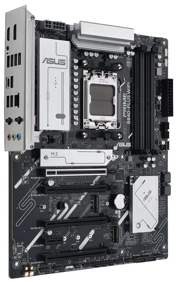 Материнська плата AM5 Asus PRIME B840-PLUS WIFI, B840, 4xDDR5, Int.Video (CPU), 4xSATA3, 3xM.2, 1xPCI-E 4.0x16, 3xPCI-E 3.0x16, 1xPCI-E. 2.5Gb, WiFi 6E, Bluetooth 5.3, 6xUSB 3.2/6xUSB 2.0, HDMI/DP, ATX - фото 3