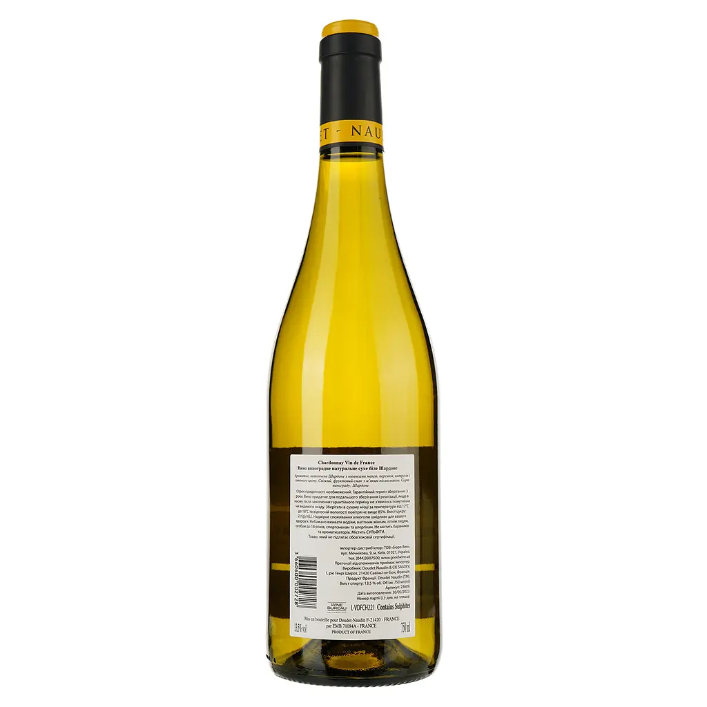 Вино Doudet Naudin Chardonnay, белое, сухое, 13%, 0,75 л (23609) - фото 2
