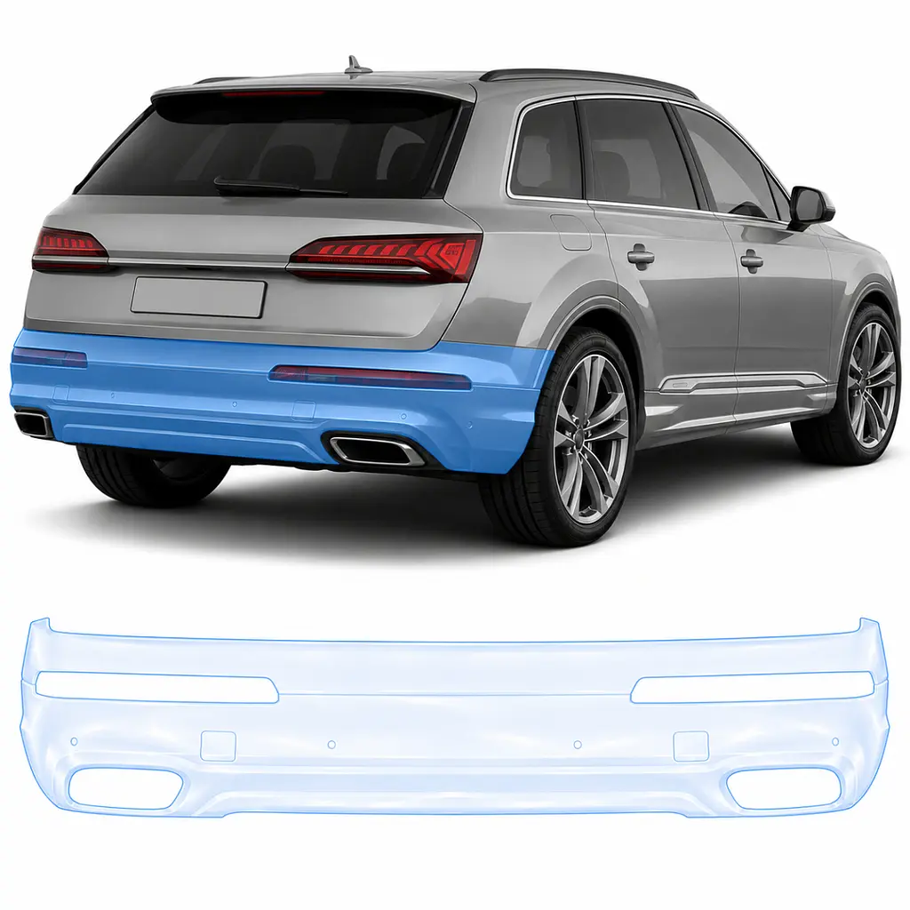 Антигравійна захисна бронеплівка за лекалами для Audi Q7 4M facelift 2020-2024 - задній бампер