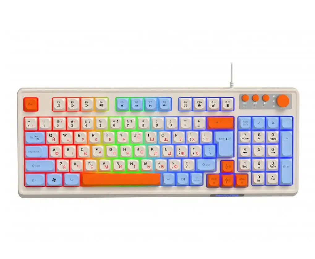 Клавіатура ігрова Maxxter KBG3C01 USB White-Blue - фото 2