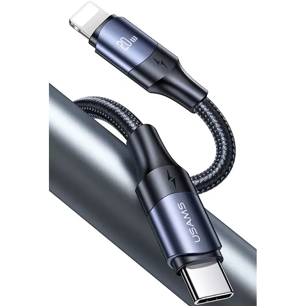 Кабель USAMS Type-C до Lightning 20W для швидкісної зарядки та передачі даних 1.2м чорний (SJ521USB01) (6958444973302) - фото 6