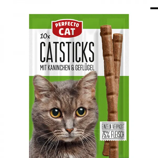 Perfecto Cat Meat паличка для дорослих котів з кроликом та куркою, 14 см, 1 шт.