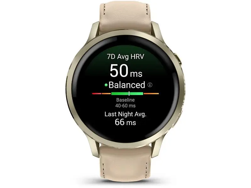 Смарт-годинник Garmin Venu 4 41 mm Lunar Gold with Light Sand Leather Band (010-03013-03) - фото 3