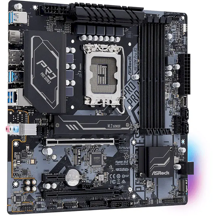 Материнська плата AsRock H670M PRO RS (H670M PRO RS) (Socket 1700, Intel H670, Micro-ATX) - фото 3