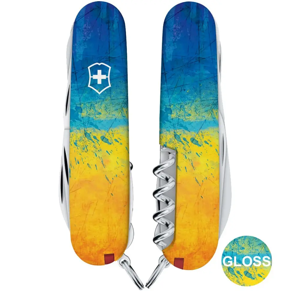 Ніж Victorinox Huntsman Ukraine 91мм 15функ Жовто-синій малюнок - фото 5