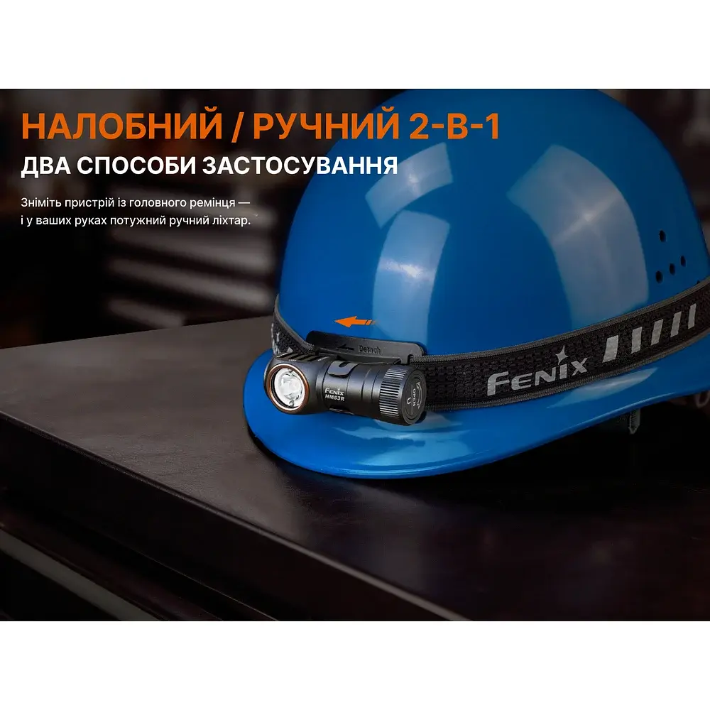 Налобний ліхтар Fenix HM53R 1200 лм, авіаційний алюміній, 71x37x36 мм, чорний - фото 9