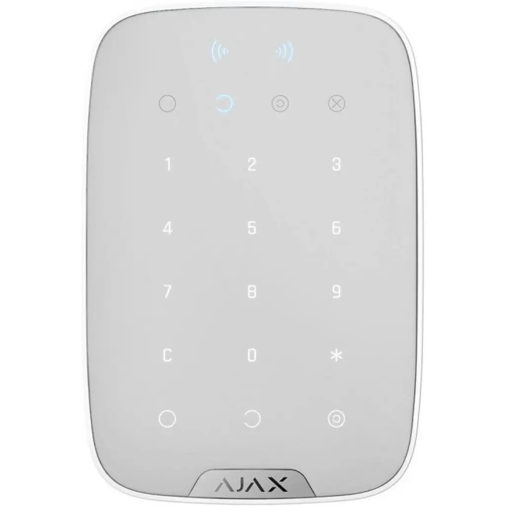 Бездротова сенсорна клавіатура Ajax KeyPad Plus біла (000023070)