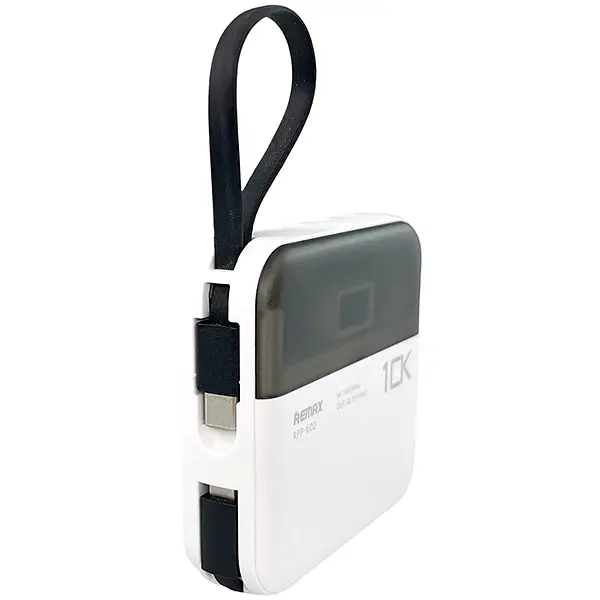 Павербанк Remax RPP-602 / 10000 мАч / до 22.5 Вт / USB-A, USB-C, Lightning / PD+QC / С кабелем / Білий - фото 2