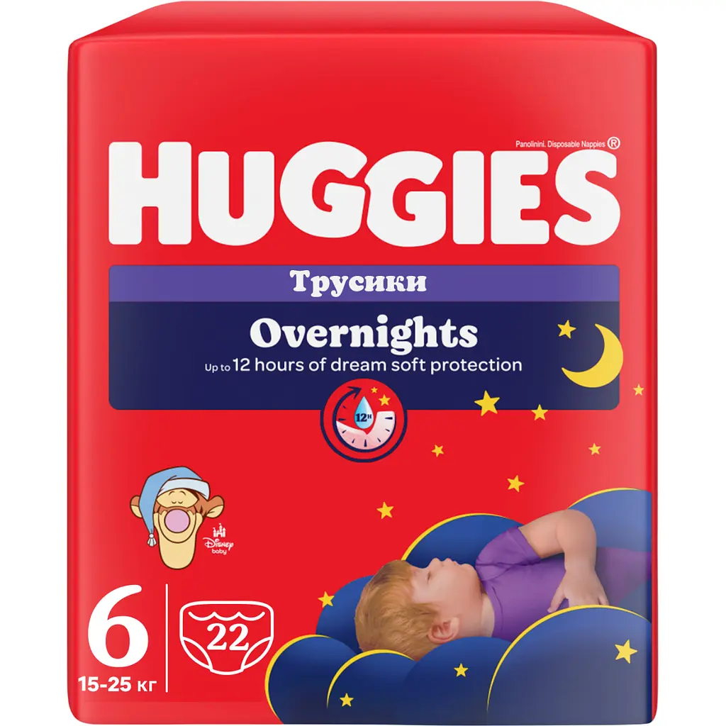 Подгузники-трусики Huggies Overnight 6 (15-25 кг) 88 шт. (4 п. x 22 шт.) - фото 2