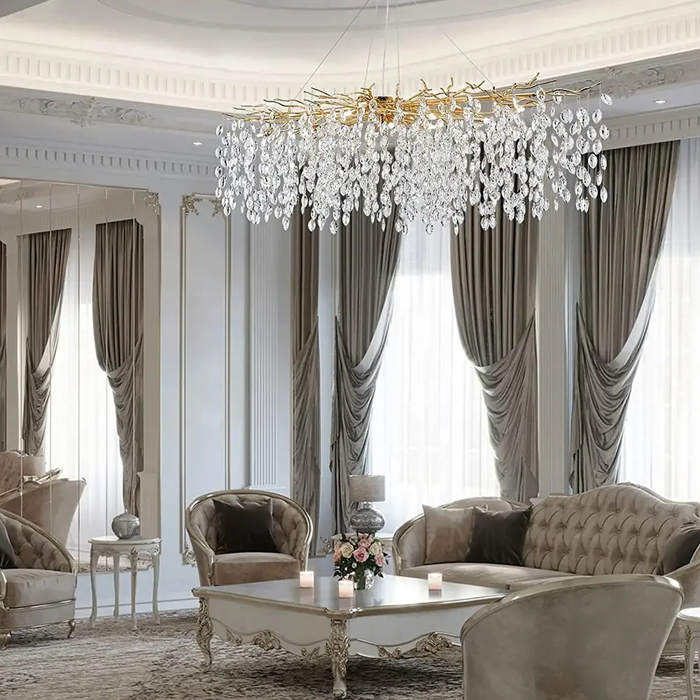 Удлиненная золотая люстра DIAMINA с хрустальными камнями Line.F Длина 100 см - фото 3