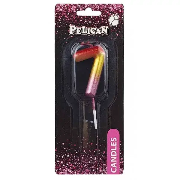 Свічка в торт Цифра-7 райдужна 4,5см Pelican 864567