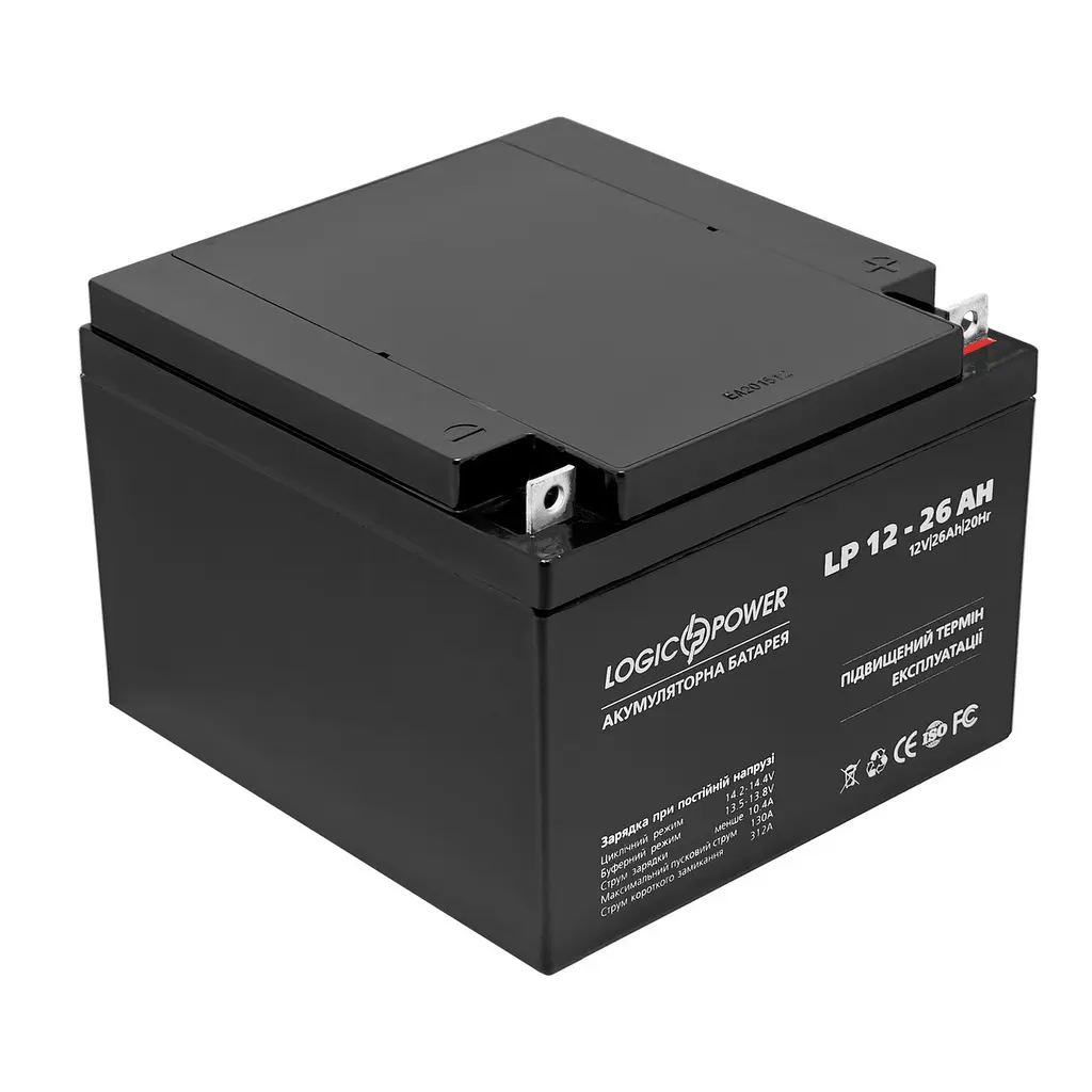 Акумулятор свинцево-кислотний LogicPower AGM LPM 12-26 AH - фото 3