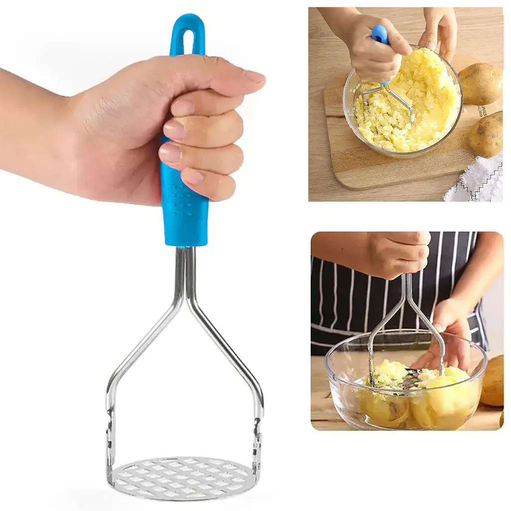 Товкачка картоплем'ялка для картоплі із пластиковою ручкою 22.5 см, Kitchen Master Блакитний 86711
