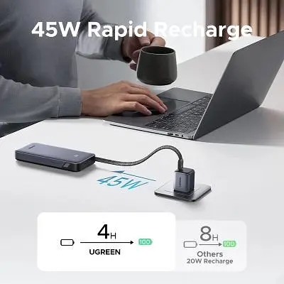 Батарея универсальная Ugreen 20000mAh 45W with Built-in Cable (PB536 55988B) (PB536 55988B) - фото 5