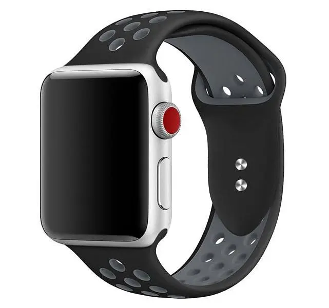 Спортивний ремінець з перфорацією Primo для Apple Watch 38 мм, 40 мм, 41 мм розмір S Black Grey - фото 2