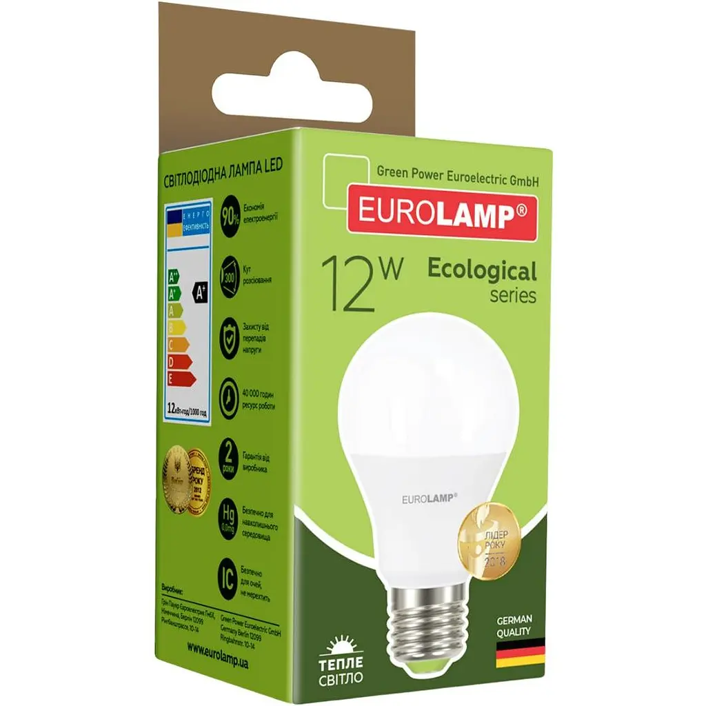 Світлодіодна лампа Eurolamp LED Ecological Series, А60, 12W, E27, 3000K (LED-A60-12273(P)) - фото 4