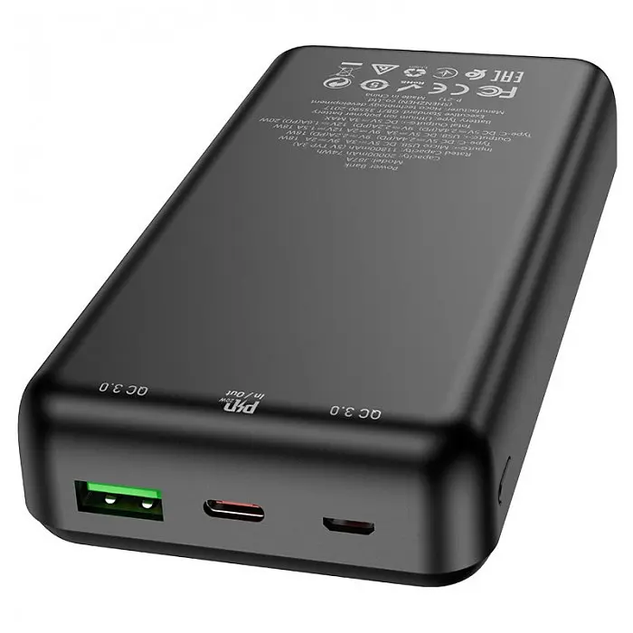 Повербанк на 20000 чорний зовнішній акумулятор Power bank HOCO J87A Tacker PD20W+QC3.0 20000mAh - фото 2