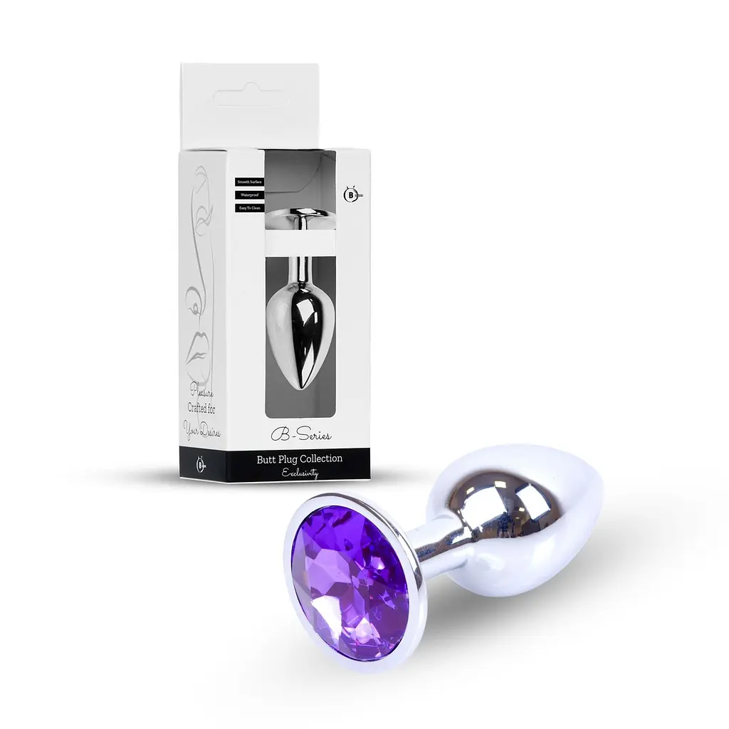 Анальна пробка B-Series Jewellery Silver Plug, 7х2.7 см, фіолетовий - фото 9