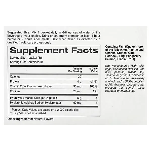 Коллаген Marine Collagen Peptides Lemon 30 Packets CGN vit0005700 - фото 5