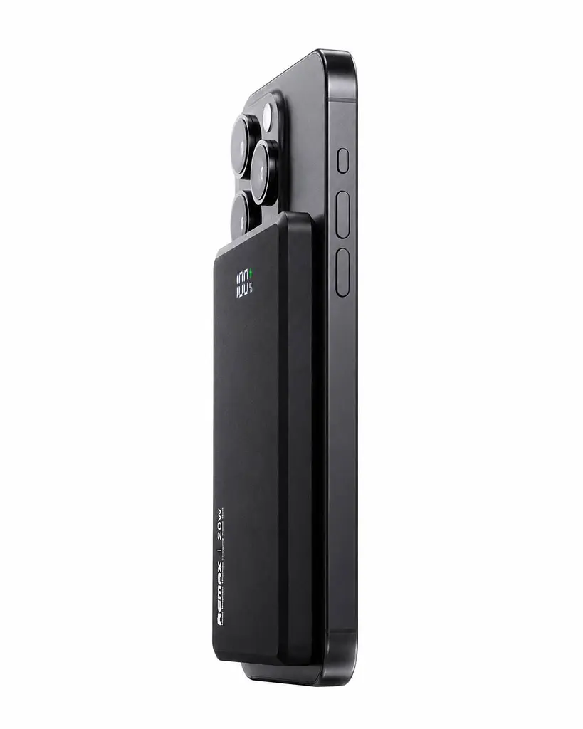 Повербанк Remax RPP-107 9 мм 5000 мАг 20 Вт USB-C MagSafe PD QC Чорний (1362 - фото 7