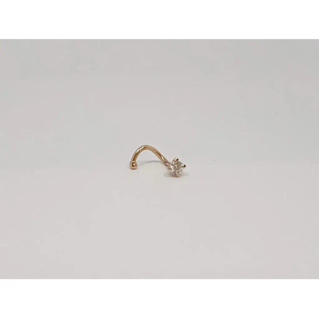Золотая серьга-пирсинг Favoritum в нос с фианитом. 311130 - фото 3