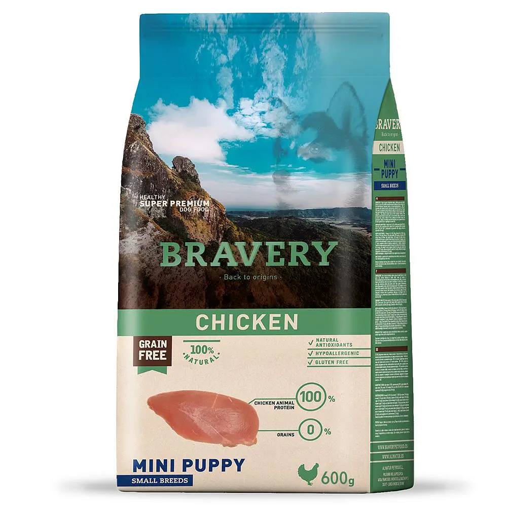 Сухий корм для цуценят дрібних порід BRAVERY Chicken Mini Puppy з куркою 600 г
