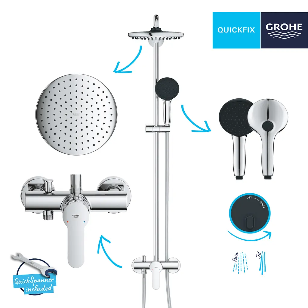 Душова система Grohe QuickFix Vitalio Start System 250 26679001, Хром - фото 8
