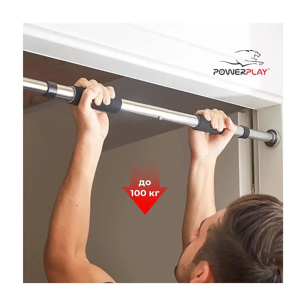 Турнік PowerPlay 4128 Pull Up Bar 60-90см Steel/Black розсувний (PP_4128) - фото 4