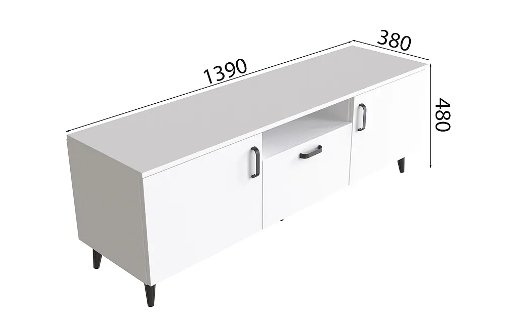 Тумба Лестер на конусных ножках Ferrum-decor 48x139x38 Черный металл ДСП Белый 16 мм (FRD-106807) - фото 2
