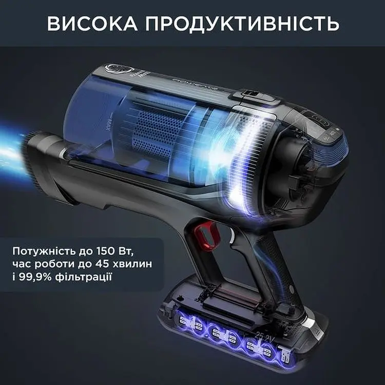 Пылесос Rowenta X-Force Flex 12.60 Auto Aqua беспроводной черно-синий (RH98C0WO) - фото 9