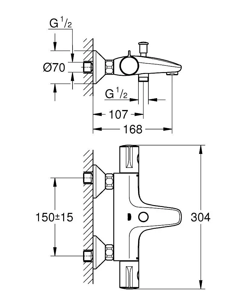 Термостат для ванни Grohe Grohtherm 800 1022032430 Чорний матовий - фото 4