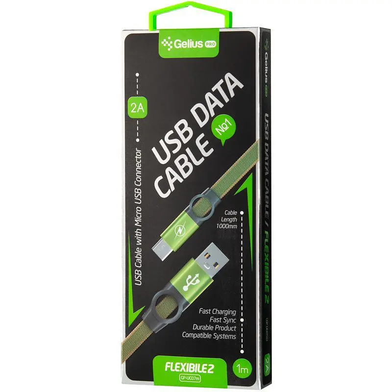 USB кабель Gelius Pro Flexible 2 GP-UC07m MicroUSB Pine Green - фото 2