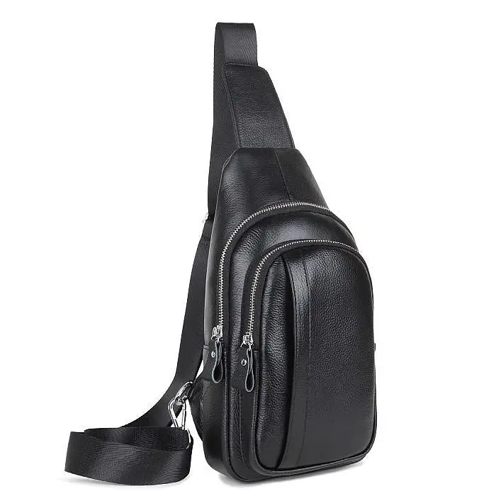 Чоловік шкіряний чорний слінг на плече Tiding Bag A25F-6601A