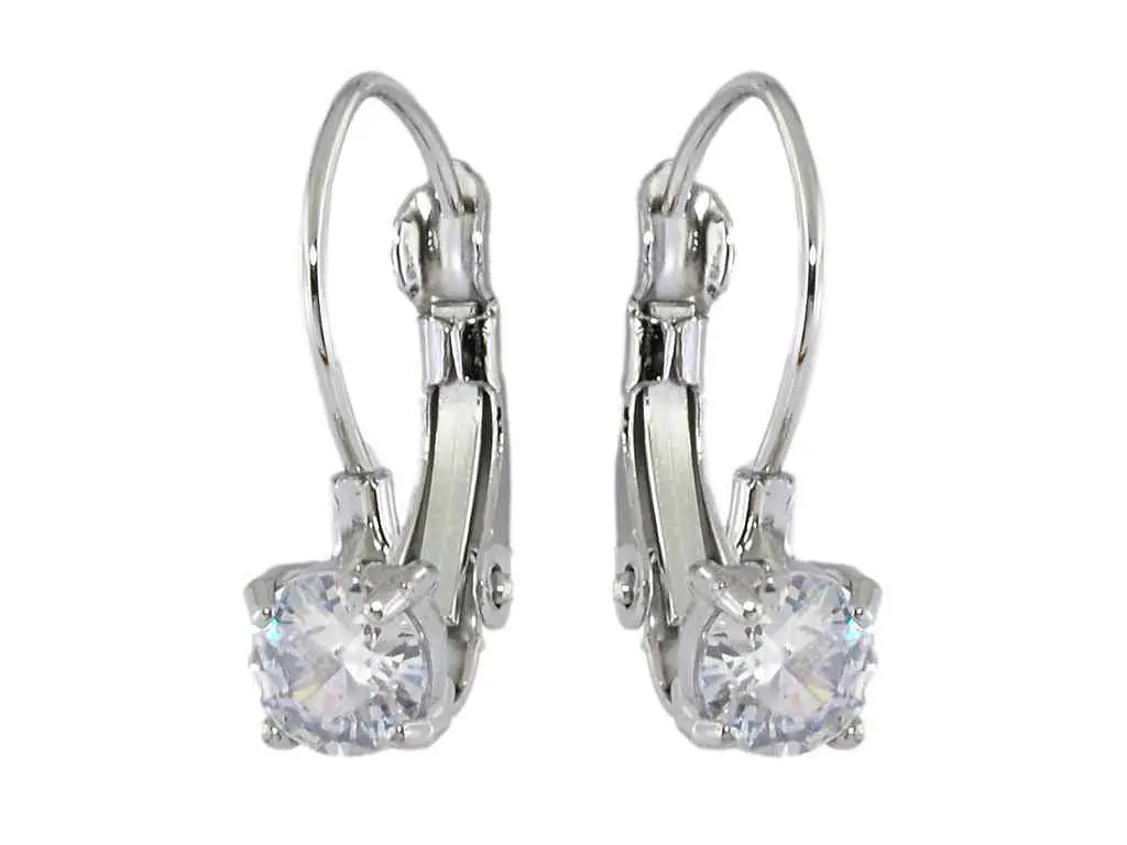 Сережки Xuping TTM Stainless Steel Родій французький замок "Фіаніти на дужках" ø 5мм (215086)