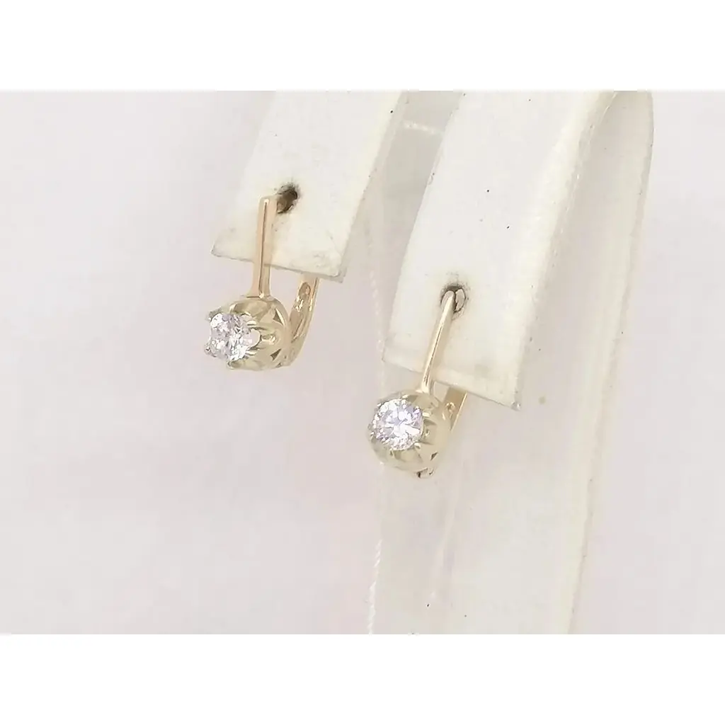 Золотые серьги Столичная Ювелирная Фабрика с фианитами. 105233 - фото 2