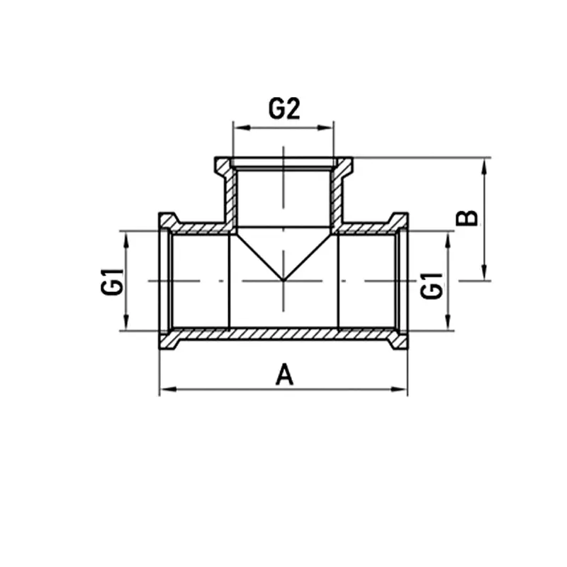 Трійник редукційний Koer 3/4"x1/2"х3/4" Ввв .T080608F.Wn (без нікелю) KR3034 - фото 2