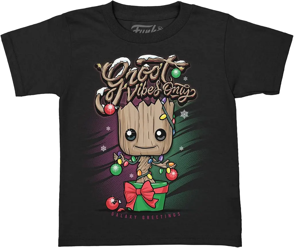 Коллекционная фигурка Funko Pop Tee Set Стражи Галактики Грут Guardians of the Galaxy Holiday Groot 4 см FP - фото 2