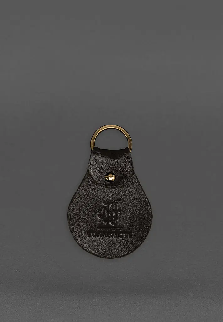 Патриотический кожаный брелок с гербом темно-коричневый - фото 3